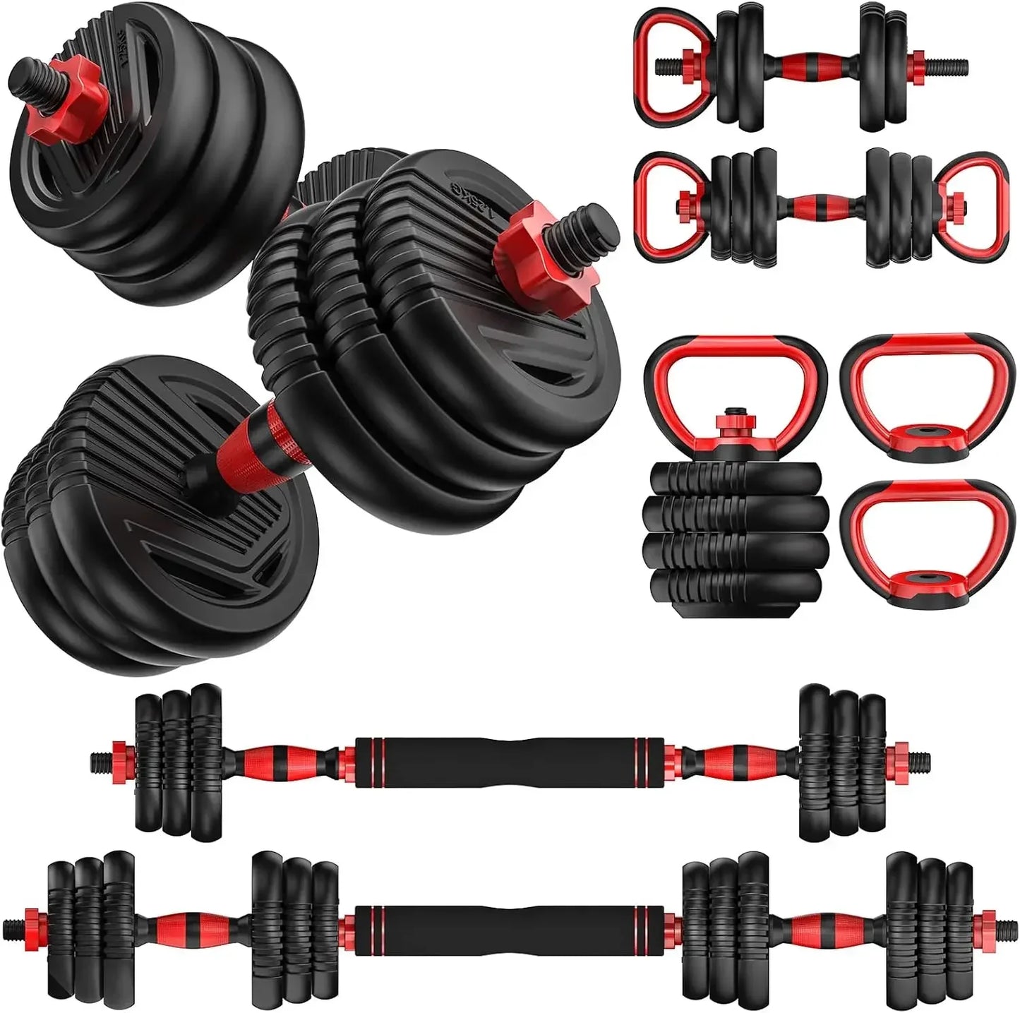 Adjustable Dumbbells, 20/30/45/70lbs Free Weight Set with Connector, 4 in1 Dumbbells Set Used as Barbell, Kettlebells