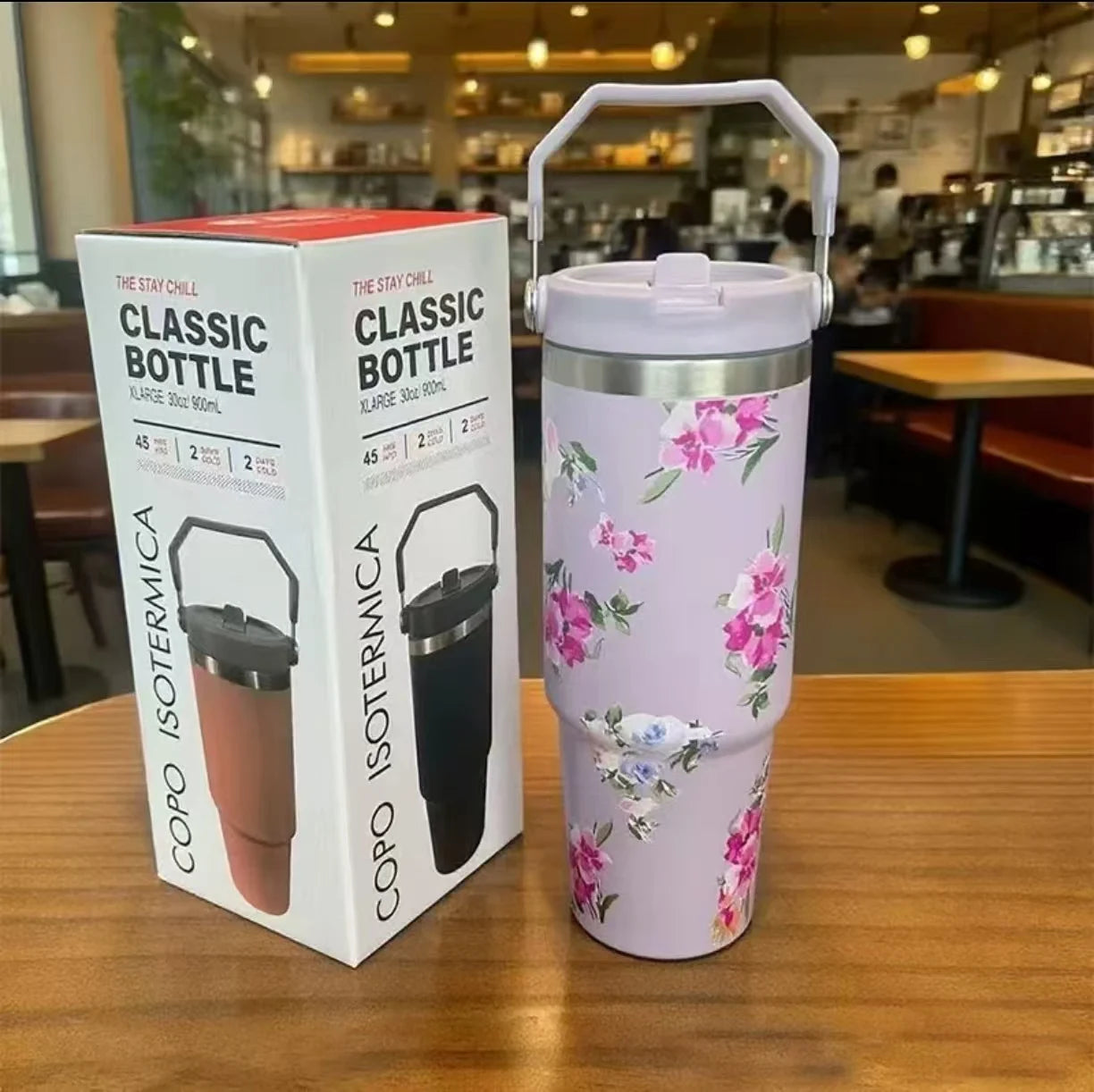 Sports Season Colorful 304 Stainless Steel Insulated Cold & Heat Retention Vacuum Cup 30oz, Handheld Car Cup 30o