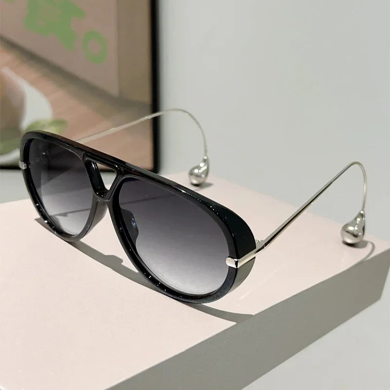GM LUMIAS Oversized Pilot Sunglasses New in Fashion Double Bridge Gradient Sun Glasses Women Trendy Luxury Brand Design Shades