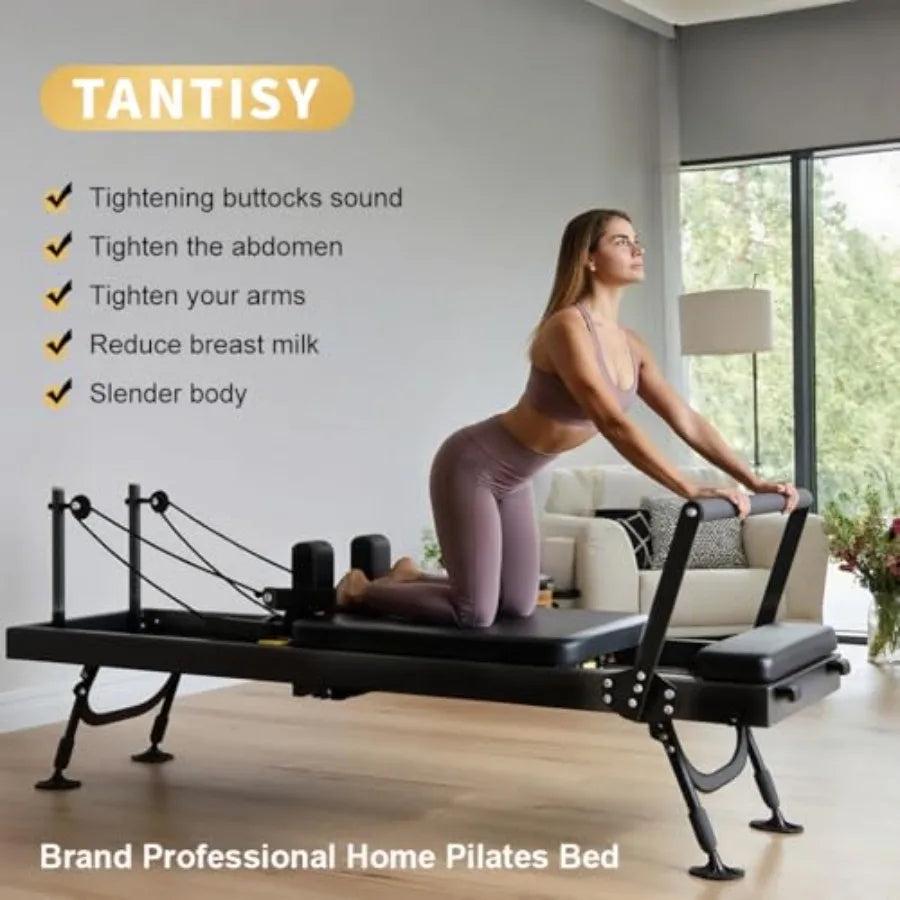 Professional Pilates Reformers for home and studio use steel frame with black finish dual resistance system with springs and co