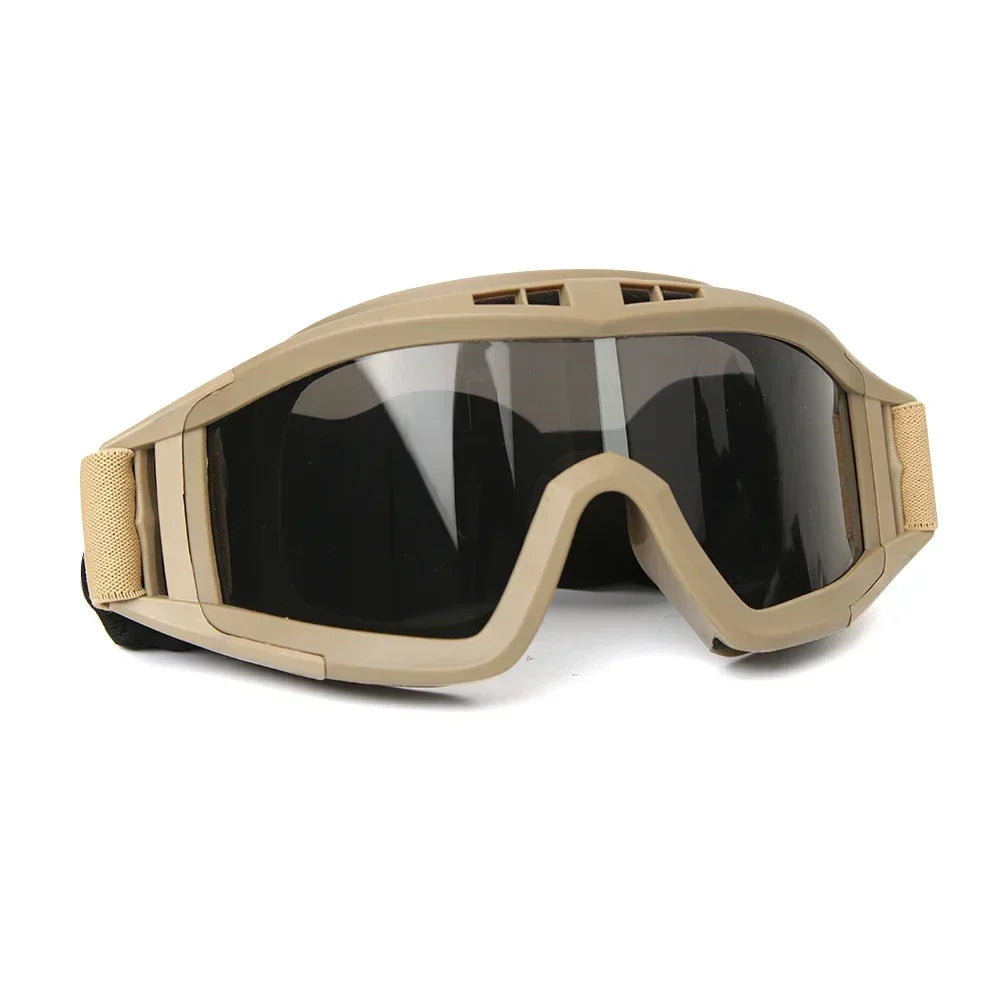 New Airsoft Tactical Goggles 3 Lens Windproof Dustproof Shooting Motocross Motorcycle Mountaineering Glasses CS Safe Protection