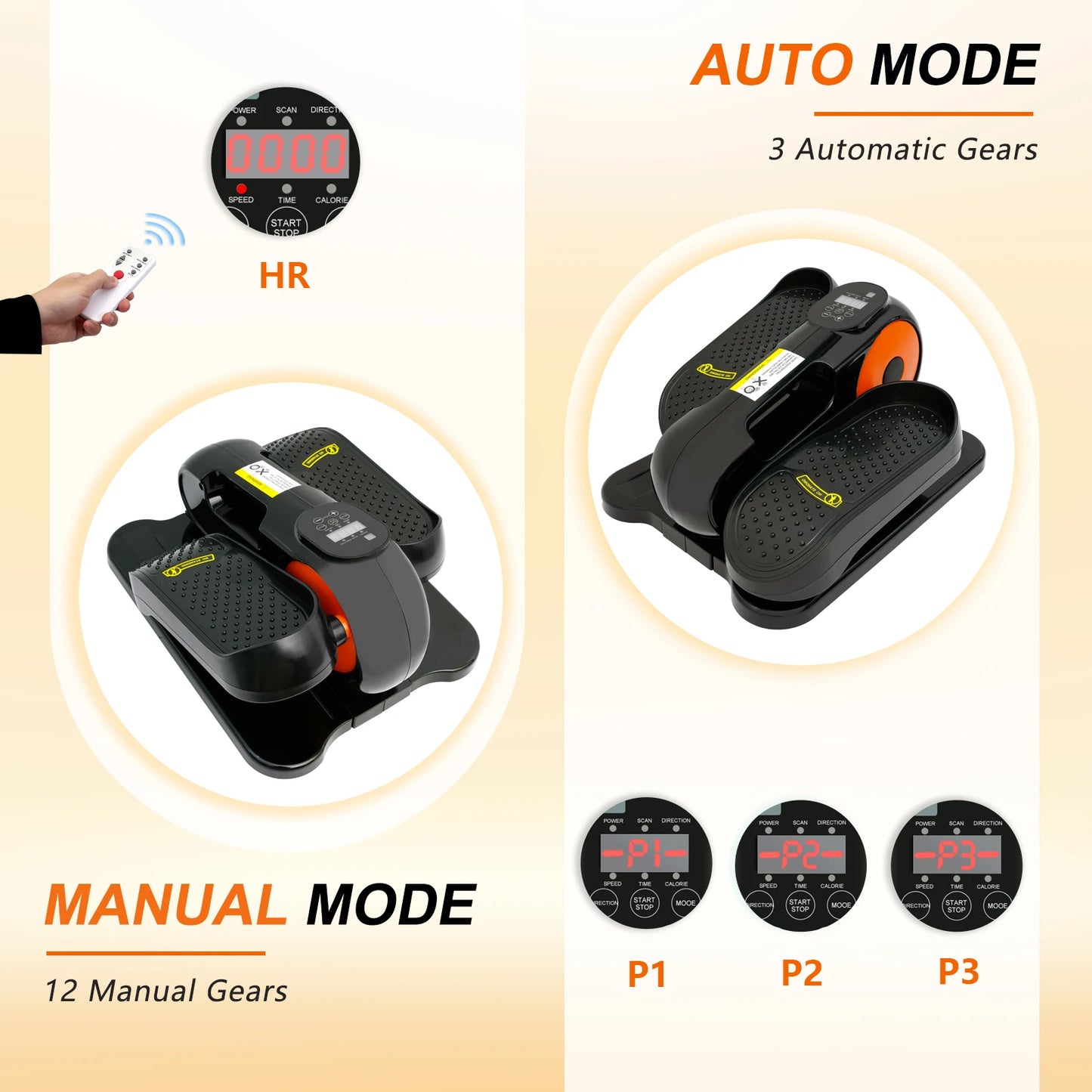 Under-Desk Elliptical Machine Leg Exerciser for Seniors Portable Fully Assembled Quiet Electric Seated Pedal Exerciser 12-Speed