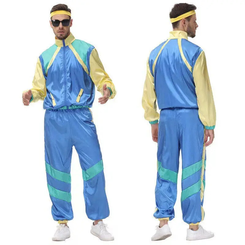 Mens 80s 90s Shell Suit Costume Adult Sports  Neon  Dress Outfit   cosplay costumes  anime cosplay