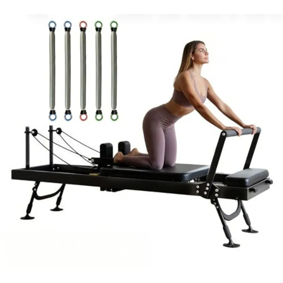 Professional Pilates Reformers for home and studio use steel frame with black finish dual resistance system with springs and co