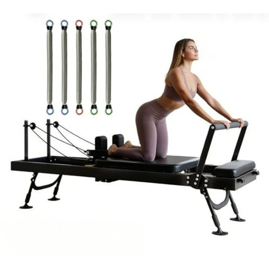 Professional Pilates Reformers for home and studio use steel frame with black finish dual resistance system with springs and co