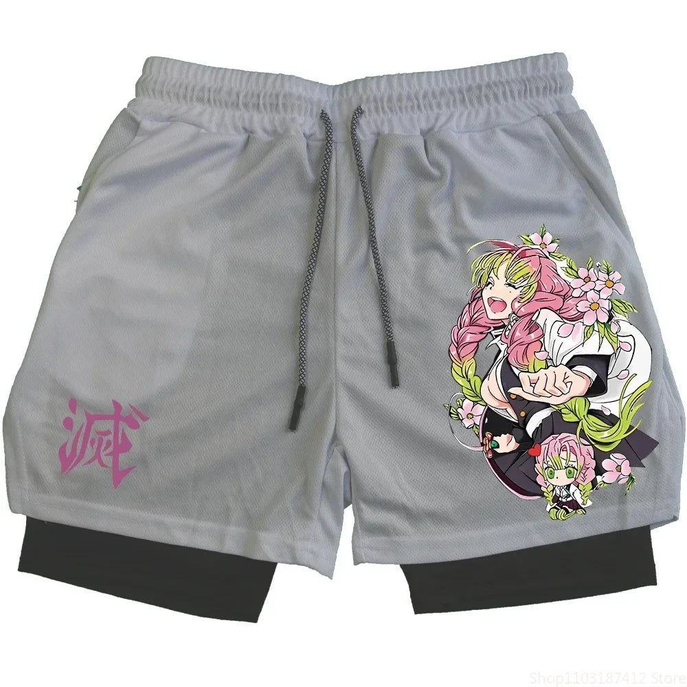 Outdoor Jogging Fitness Shorts Men's Printed Performance Double Layer Shorts Gym Workout Training Pants M-3xl