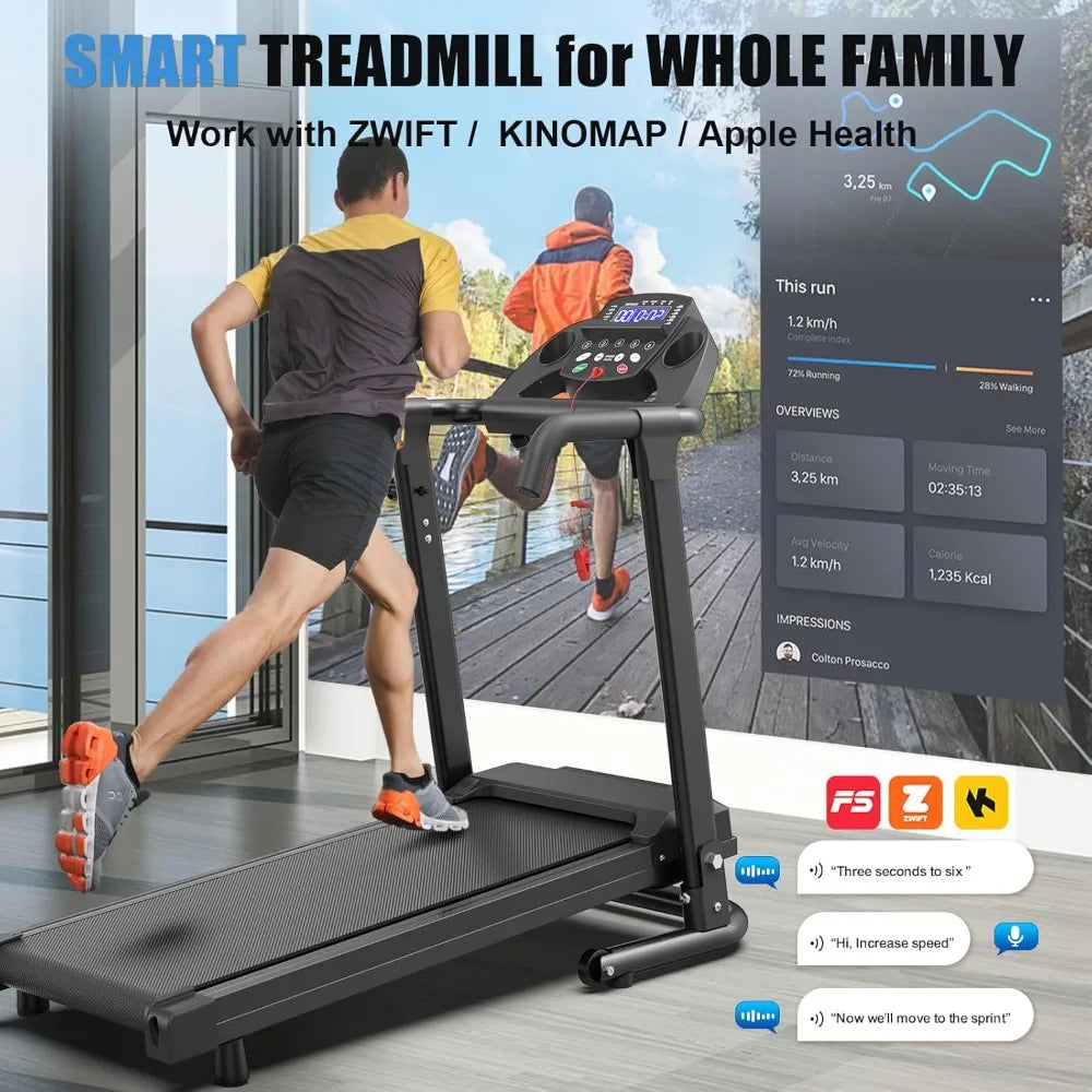 Foldable Treadmills for Home, Portable Treadmill with Handles, 2.5HP Treadmills 300 lb Capacity, APP Control, Fitness Folding W