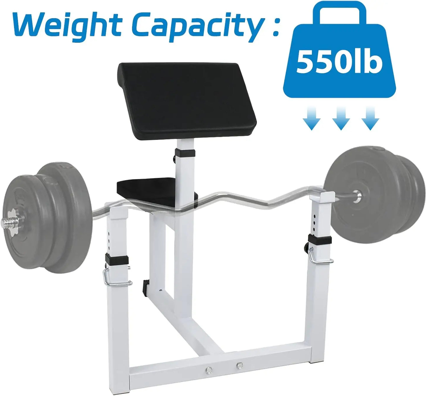 Preacher Curl Weight Bench Adjustable for Arm Curling Strength Training Isolated Barbell Dumbbell Bicep Tricep Muscle Seated Ben