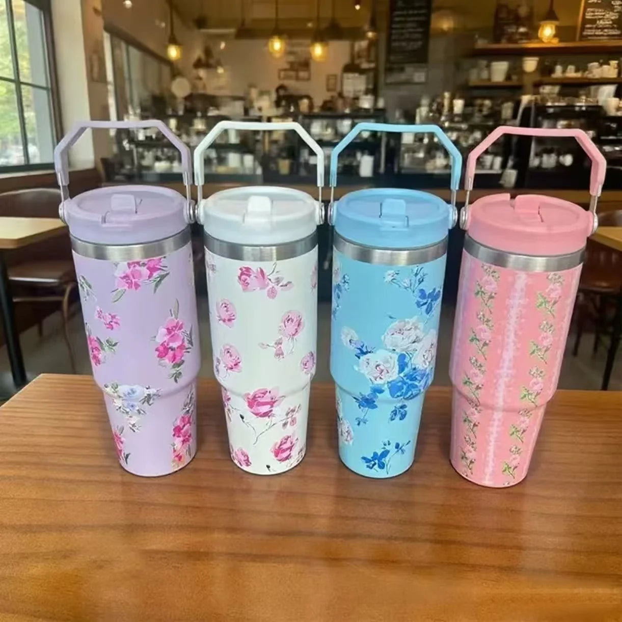 Sports Season Colorful 304 Stainless Steel Insulated Cold & Heat Retention Vacuum Cup 30oz, Handheld Car Cup 30o