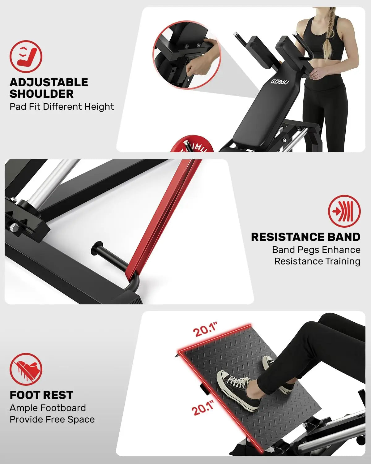 L5 Leg Press Hack Squat Machine, 30-Degree Leg Press Machine for Home Gym, Compact Hack Squat Machine with Removable, Custom