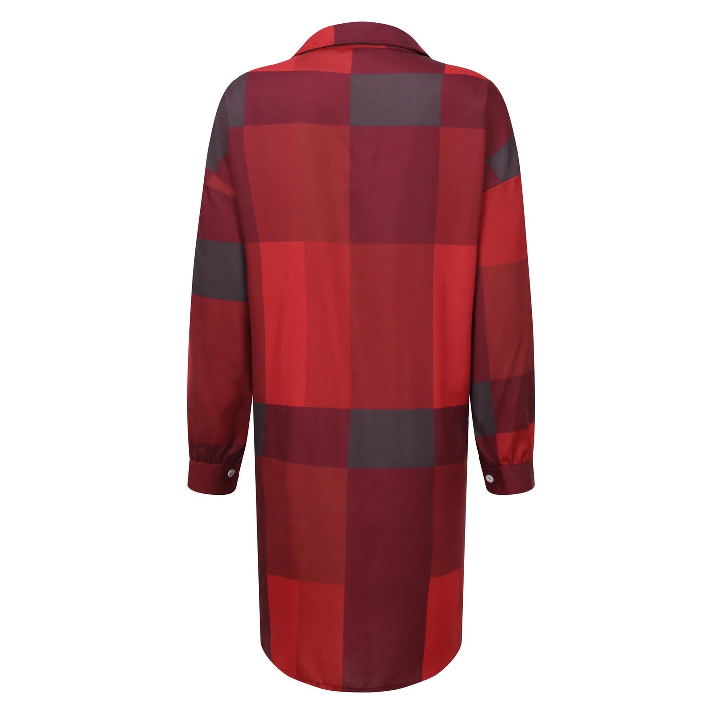 Women'S Fashion Casual Plaid Print Lapel Single-Breasted Panel Straight Long Sleeve Loose Shirt Dress Vestidos En Oferta Liquida