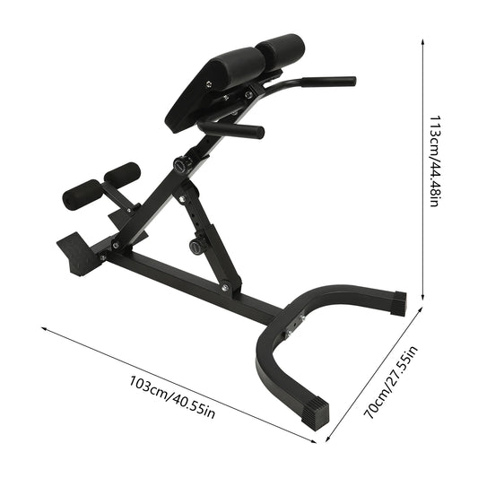 103*70*113 cm/ 40.55*27.55*44.48 in Black Home Fitness Workout Roman Chair Hyperextension Back Extension Bench Adjustable