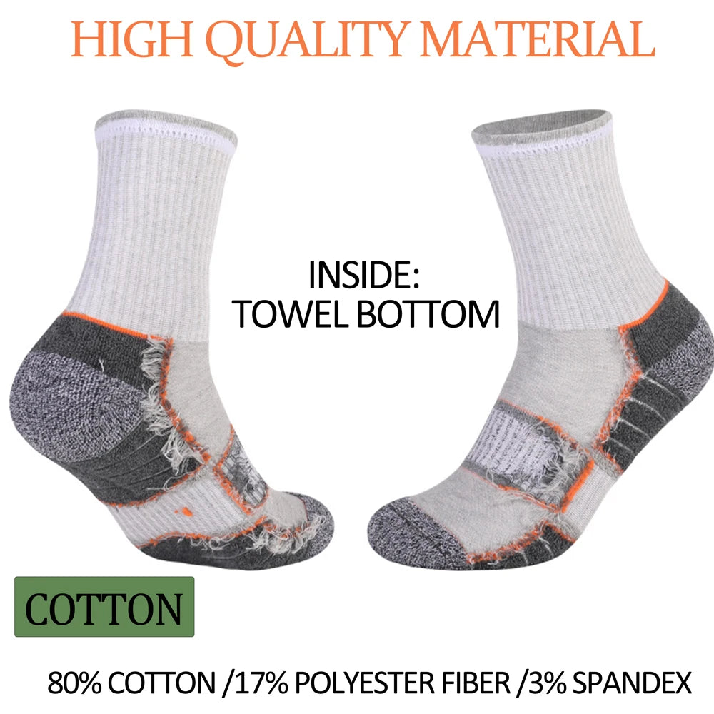 6 Pairs Men's Heavy Cushion Hiking Socks Cotton Anti-Odor Moisture-Wicking Unisex Sizes 35-50 for Trekking Running Multi-Pack