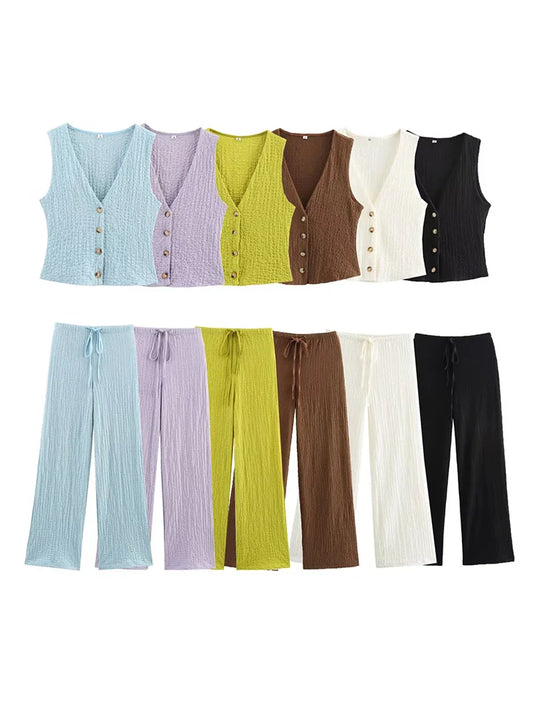2025 new women's clothing European and American style fashionable and versatile textured straight casual trousers