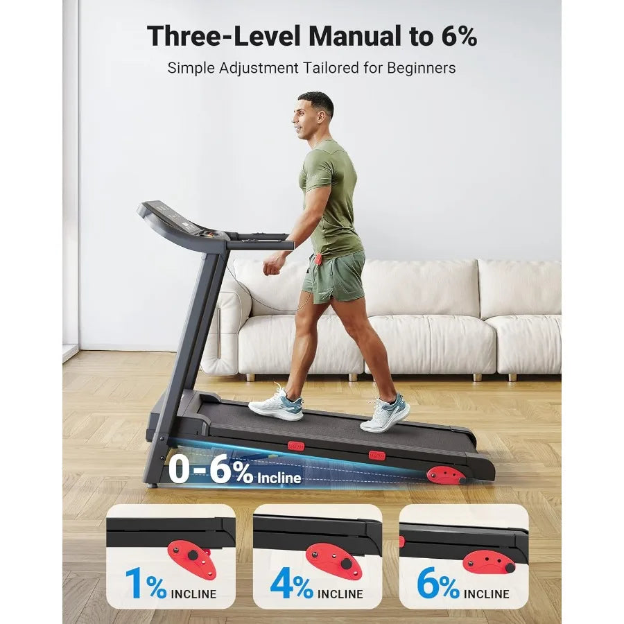 Home Treadmill with Incline Adjust, 3.0 HP Treadmill, Heart Rate Monitoring, Wider Running Belt