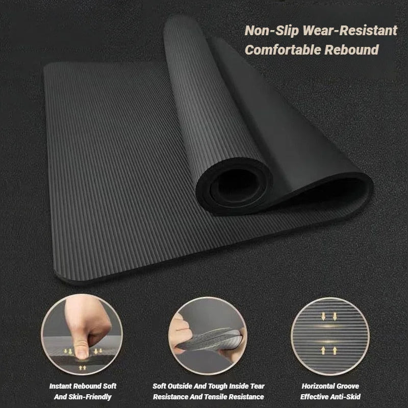 Two-Piece Set High Quality Extra Sport Thick Nbr Non-Slip Yoga Mats For Fitness Pilates Gym Home Tasteless Spor Universal Men