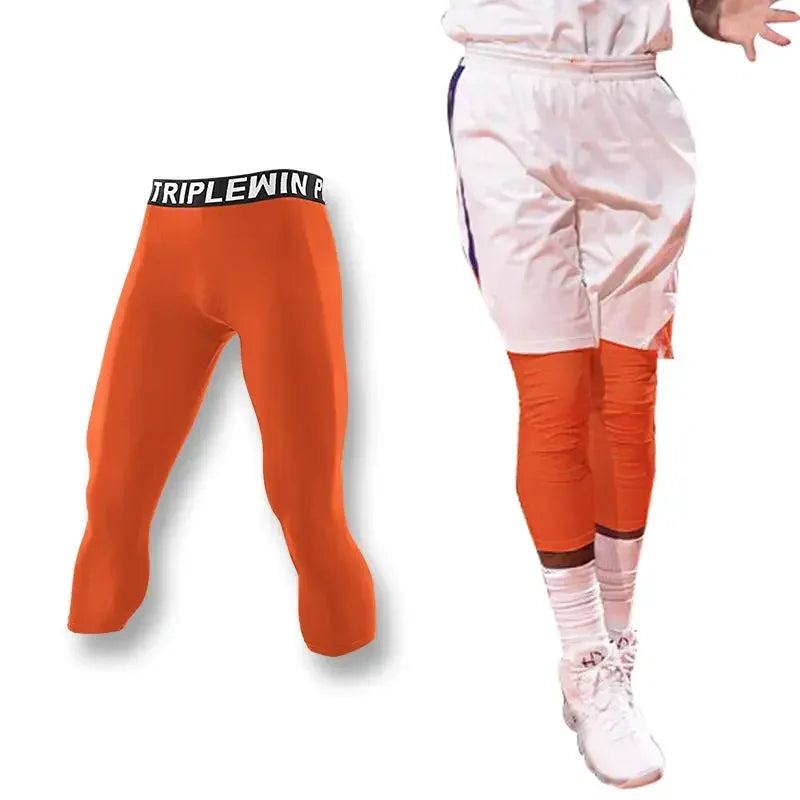 Men GYM Capri Running Tights Pants Kid Children Basketball Football Soccer Fitness Exercise Sport 3/4 Cropped Legging Shorts J12