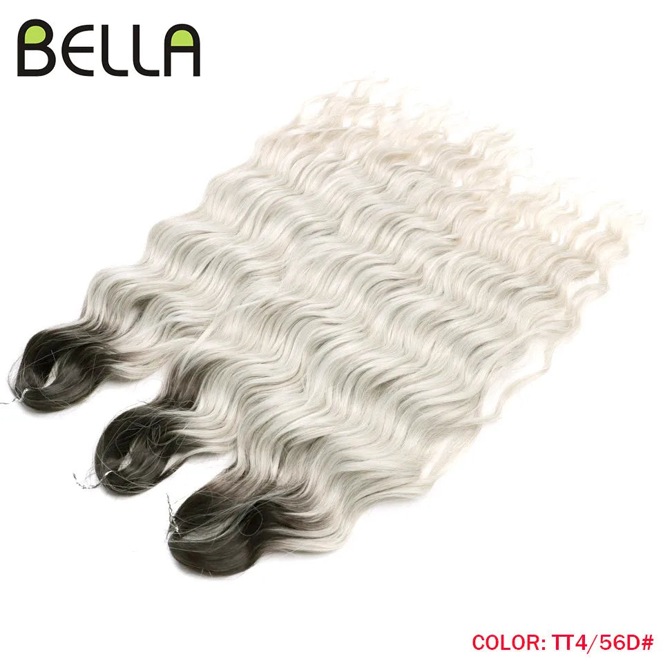 FASHION IDOL 24" 3pcs Deep Wave Curl Hair Synthetic Water Wave Braiding Hair Extensions Ombre Rainbow color Twist Crochet Hair