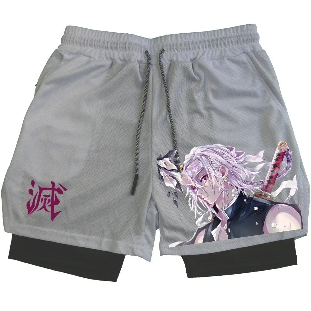 Outdoor Jogging Fitness Shorts Men's Printed Performance Double Layer Shorts Gym Workout Training Pants M-3xl