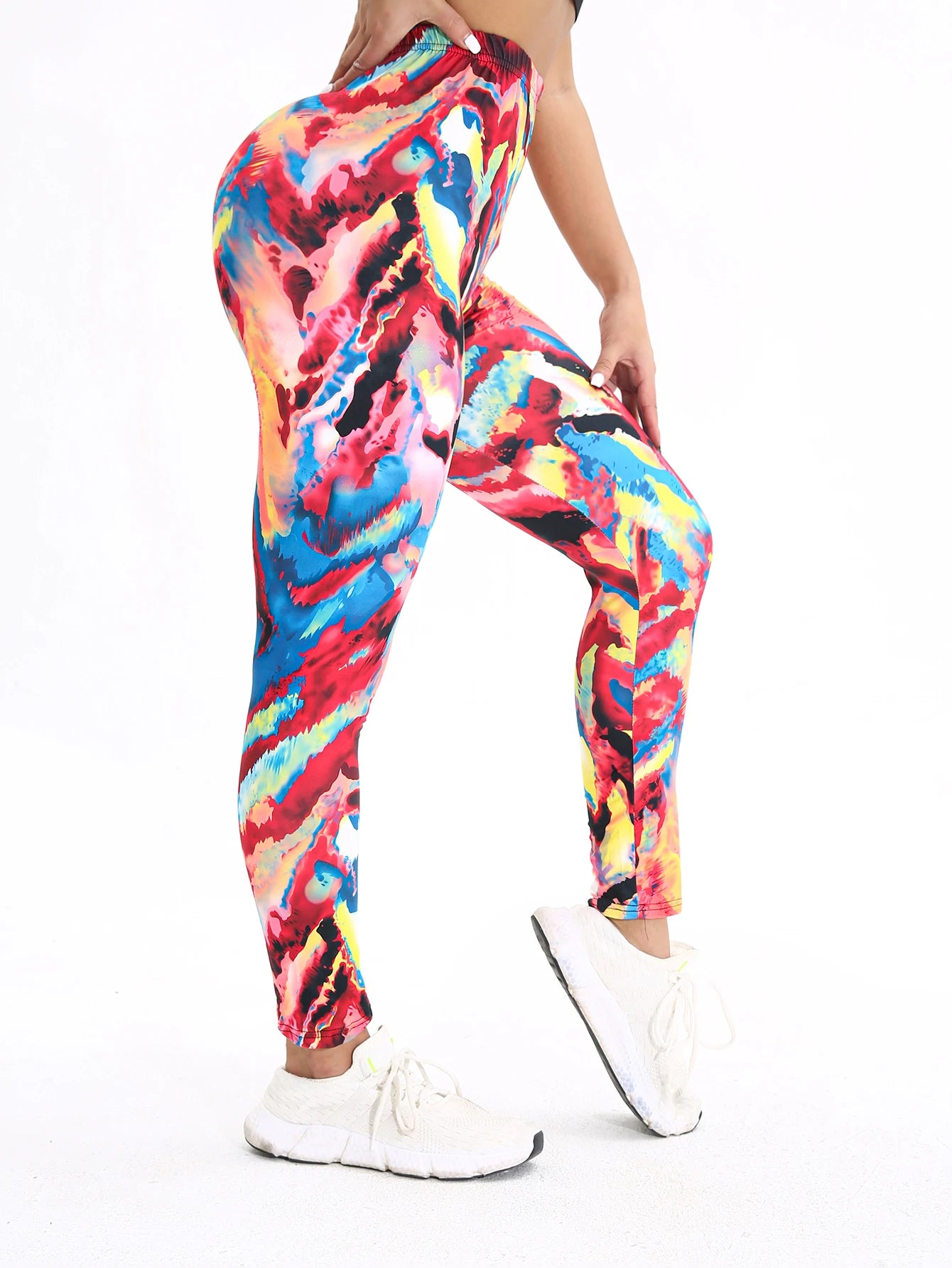 Autumn Winter 1PACK Women's Woolen Dreamy Tie Dyeing Sexy Tight Legging Casual Sports Elegant Fitness Yoga Pants