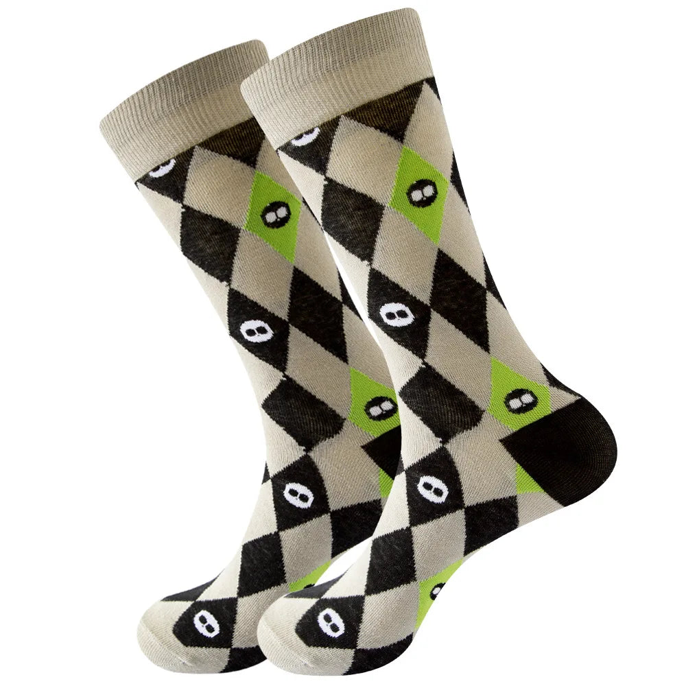 Men's Happy socks Colorful striped women's socks High quality checkered diamond geometry Harajuku combed cotton socks gift socks