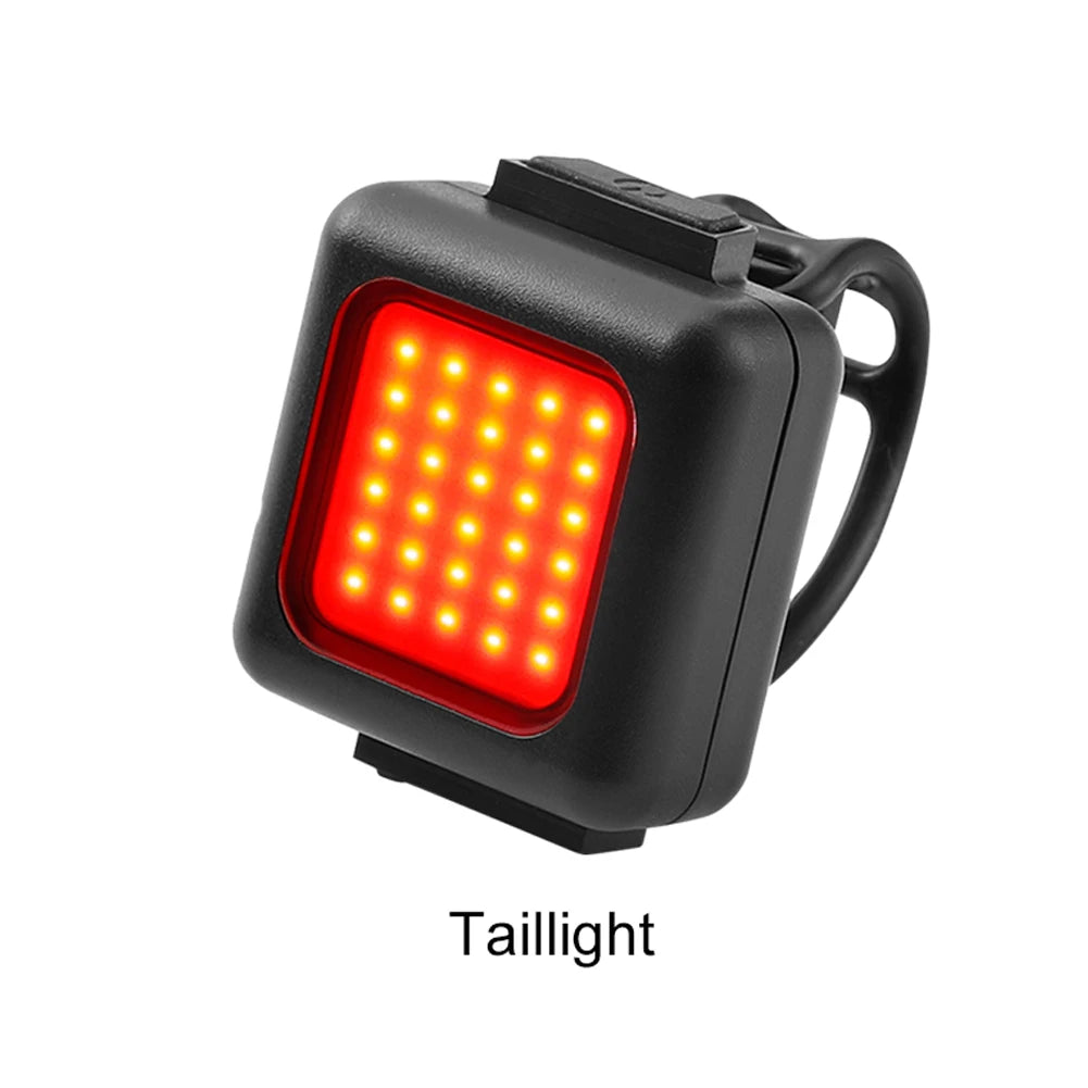 Bicycle Light Set Type-C Charging Headlight Taillights Easy to Install 3 Lighting Modes MTB Bike Front Rear Light Warning Set