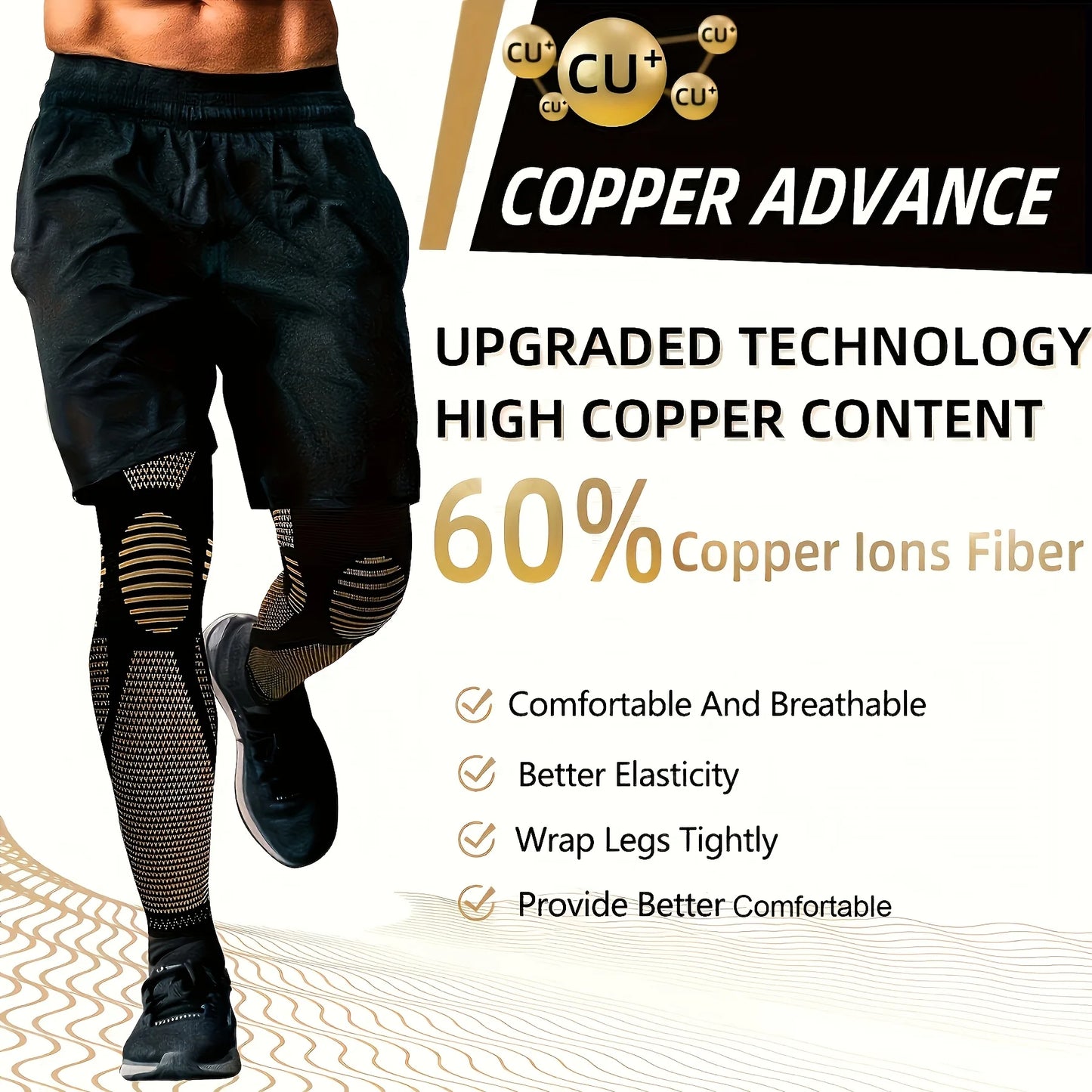 2 Pack Copper Ion Sports Knee Pads, Extended Leg Pads, Knee Protection, Calf Compression Basketball, Football and Tennis Sports Knee Pads and Leg Pads