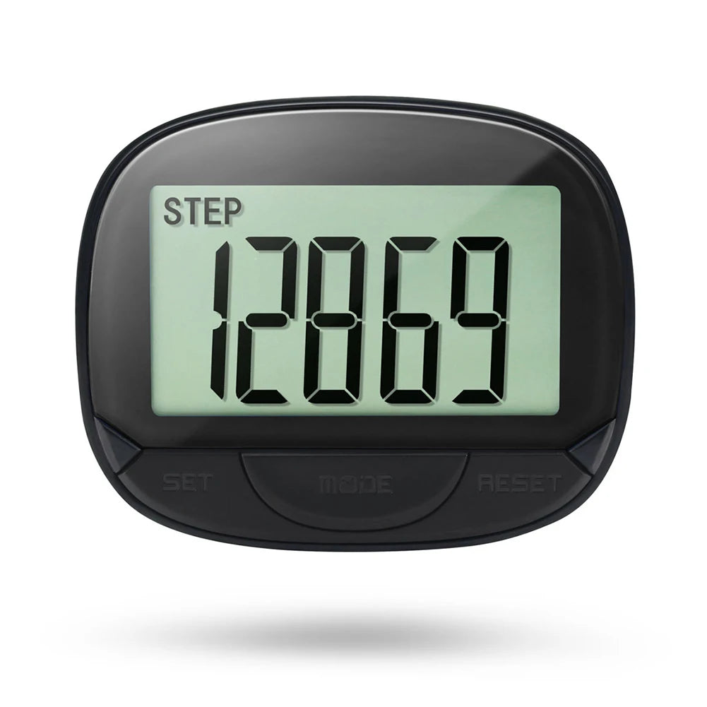 Clip-On Pedometer Electronic Pedometer Digital Display Simple Step Tracker Large Screen Multifunctional for Adults Seniors Dog