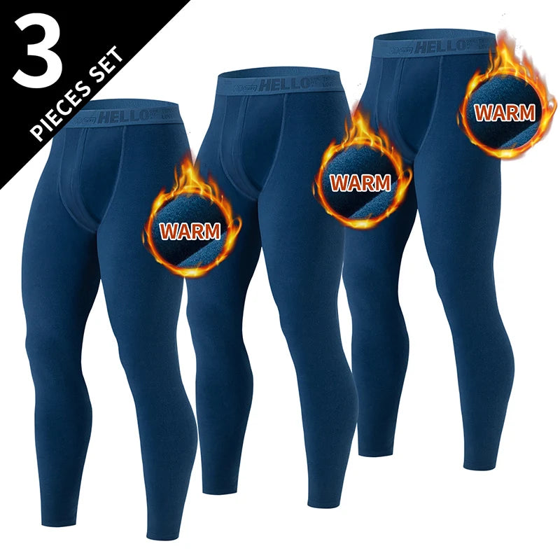 1/3/4 Pcs Men's Autumn And Winter Solid Color Warm Pants Slim Autumn Pants Comfortable Pants Men's Winter Plus Size 5XL Leggings