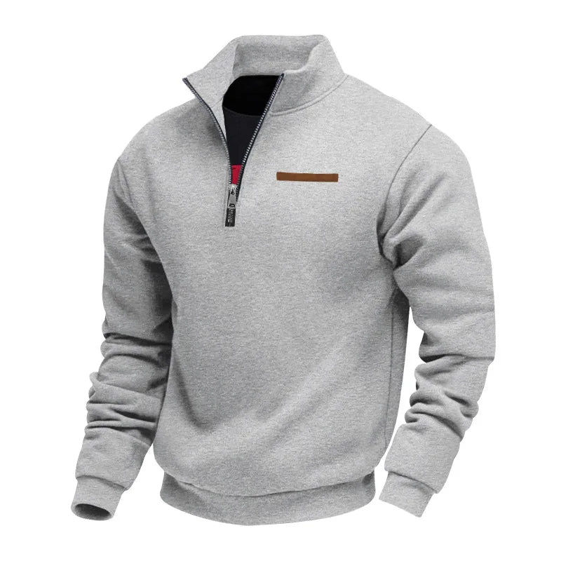 American autumn and winter heavy fleece long-sleeved men's sweater half zipper loose stand-up collar pullover men's sweater