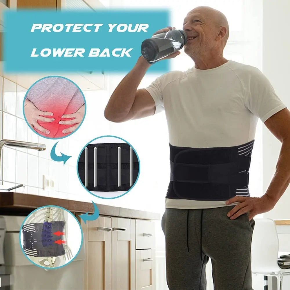 Lumbar Pad Back Support Elastic Double Compression Belt for Lower Back Pain Relief,Scoliosis,Herniated Disc,Sciatica Men Women