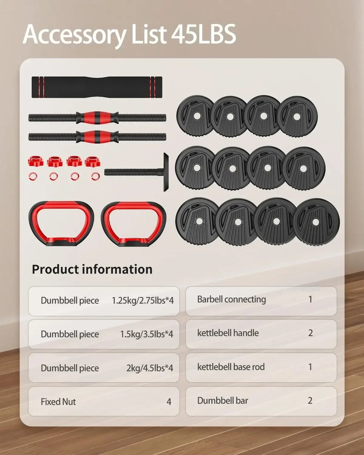 Adjustable Dumbbells, 20/30/45/70lbs Free Weight Set with Connector, 4 in1 Dumbbells Set Used as Barbell, Kettlebells