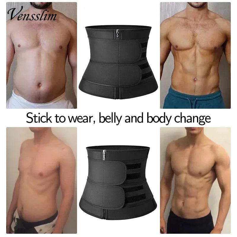 Vensslim Men Waist Trainer Body Shapers Slimming Belt Sheath Weight Loss Belly Cinchers Workout Trimmer Corset Sauna Sweat Strap