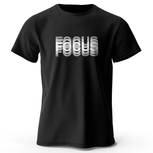 Focus Letter Minimalist Style 100% Cotton T-Shirt, Lightweight Round Neck Short Sleeve Tee, Perfect for Men & Women