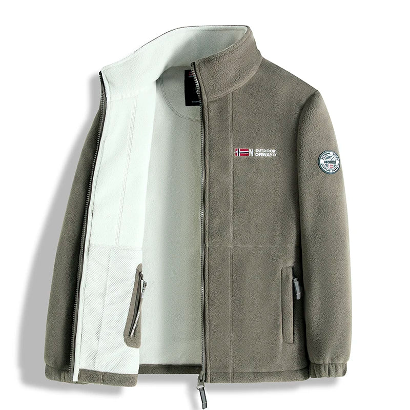 2025 Men's Fleece Coat Autumn and Winter Thickened Warm Windproof Cold-proof Loose Plus Size Outdoor Sports Collar Fleece Jacket