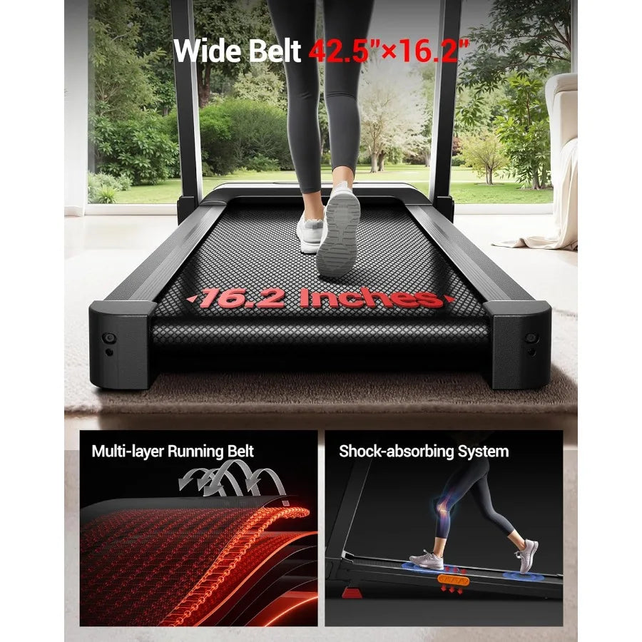 Fitness Treadmill with 3-Level Incline, Treadmills for Home Auto Folding with Pulse Sensors, 300 LBS Capacity, 3.0HP Quiet Brus