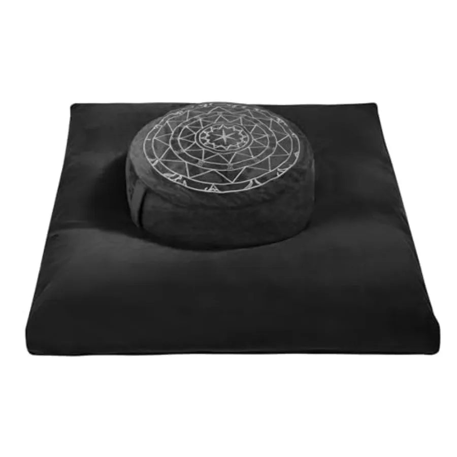 Zafu and Zabuton Meditation Cushion Set - Buckwheat Hull and Memory Foam Pillows Ergonomic Support for Yoga Mindfulness - Organ