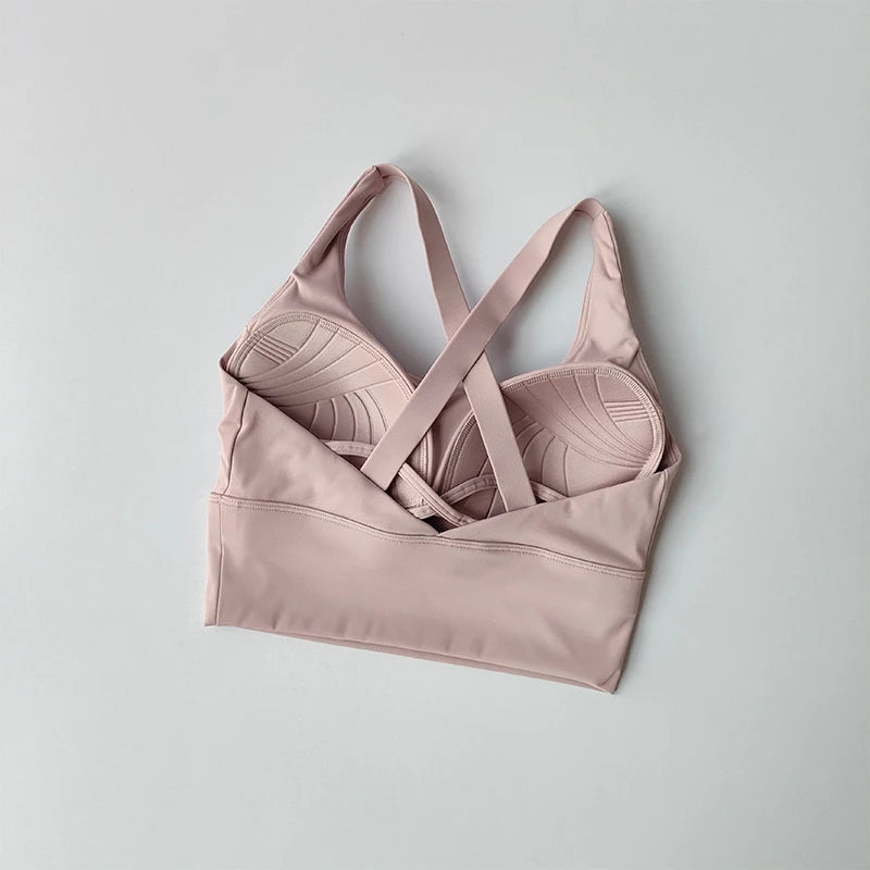 Fixed Pad Sports Bra Underwear High-strength Professional Shockproof  Running Bra Gym Push Up Lingerie Yoga Fitness Bra