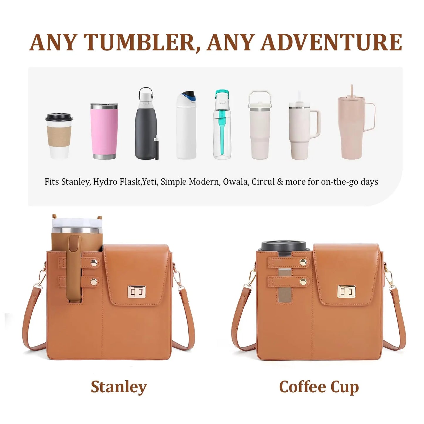 Purse Cup Holder Bag with Strap- Outdoor Portable Crossbody Water Bottle Storage Bag for Stanley Cup Tumbler 40 oz