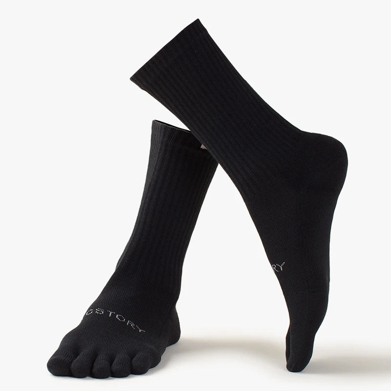 2025 Cotton Men's Sports Five Finger Socks Sweat Absorption Anti-odor Autumn Winter Towel Base Terry Long Tube Split Toe Socks