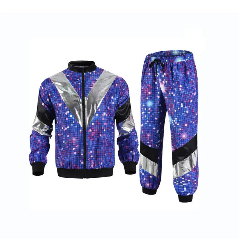 Mens 80s 90s Shell Suit Costume Adult Sports  Neon  Dress Outfit   cosplay costumes  anime cosplay