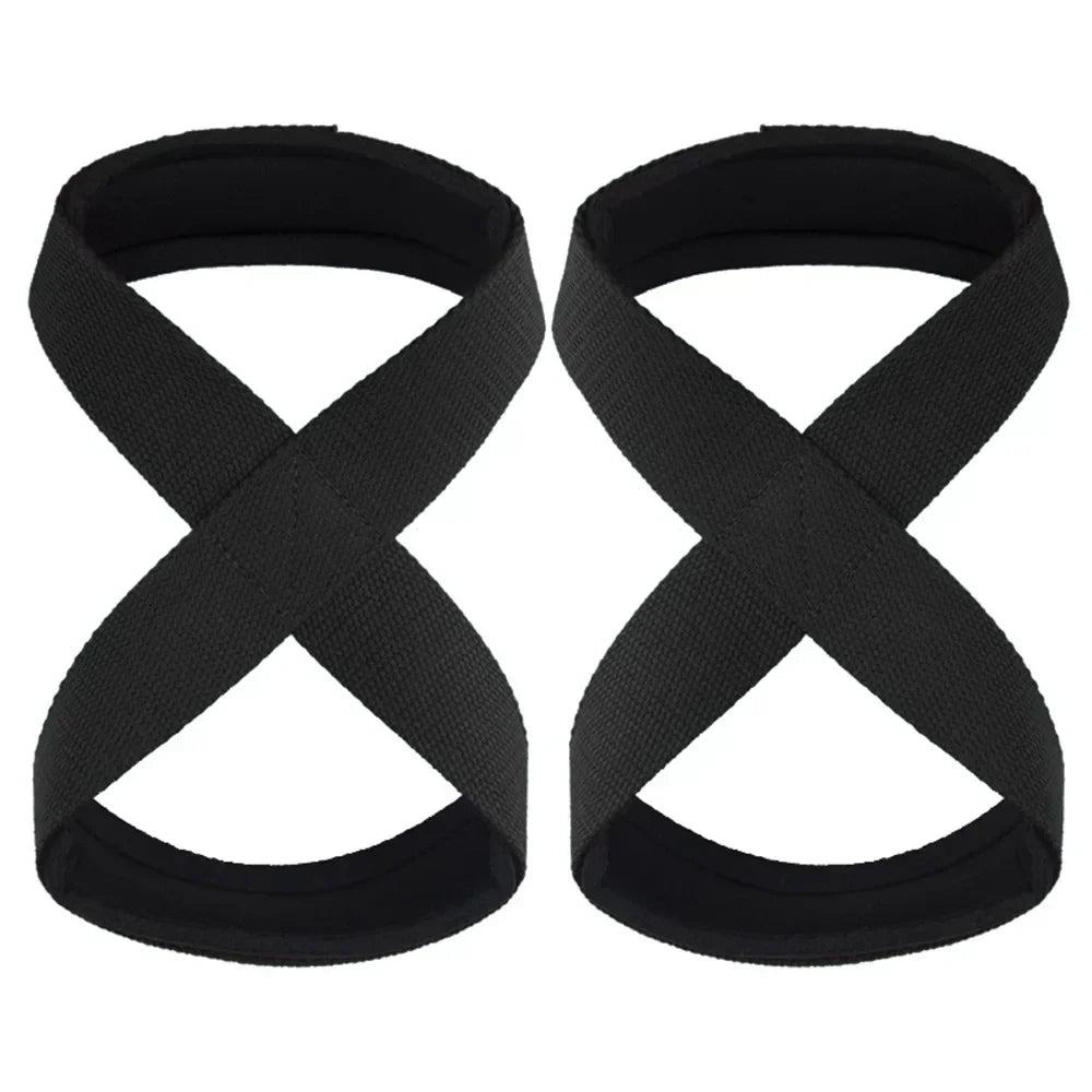 2PCS Padded Figure 8 Straps Deadlift Weight Lifting Wrist Straps Power Lifters Workout Pull-ups Horizontal Bar Gym Fitness