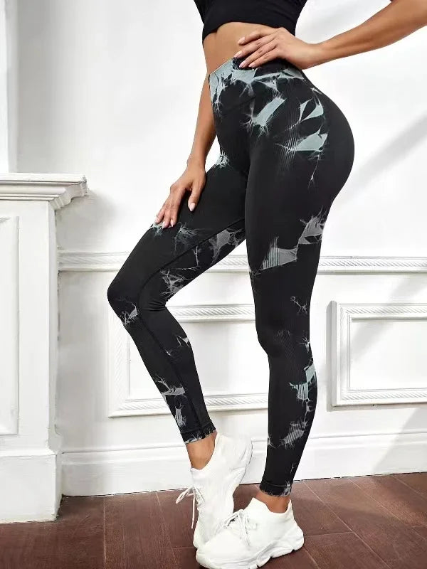 Tie Dye Yoga Leggings Sport Tights Women Seamless High Waist Push Up Butt Woman Leggings Fitness Workout Leggins Gym Clothing