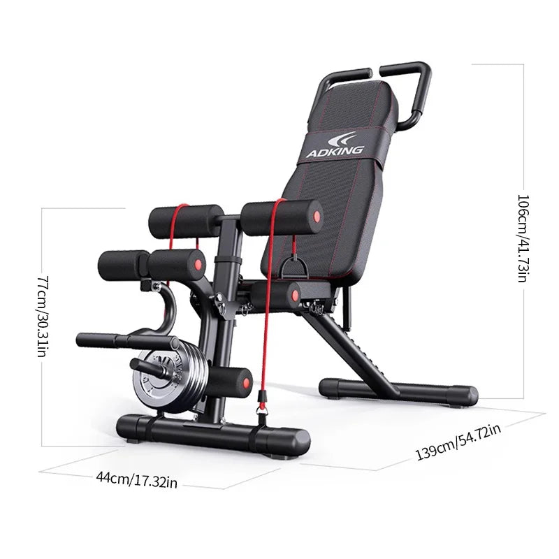Dumbbell bench press home fitness chair, sit-up assist equipment, foldable multi-functional bench, with a load capacity of 800lb