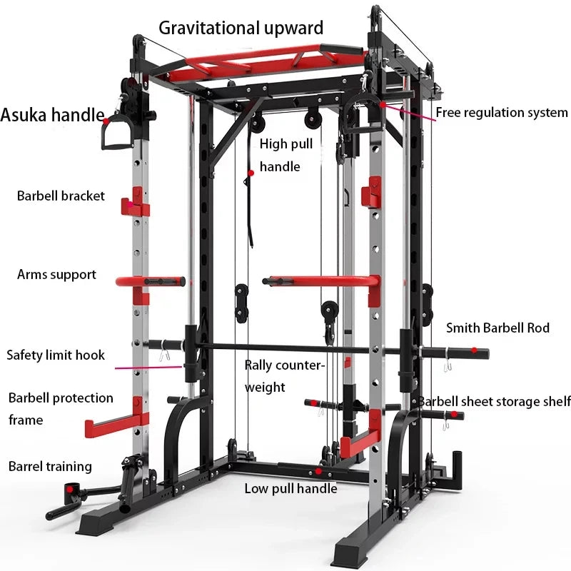 MIYAUP-Multifunctional Weightlifting Sport Equipment, Smith Machine, Cable Crossover, Fitness Frame