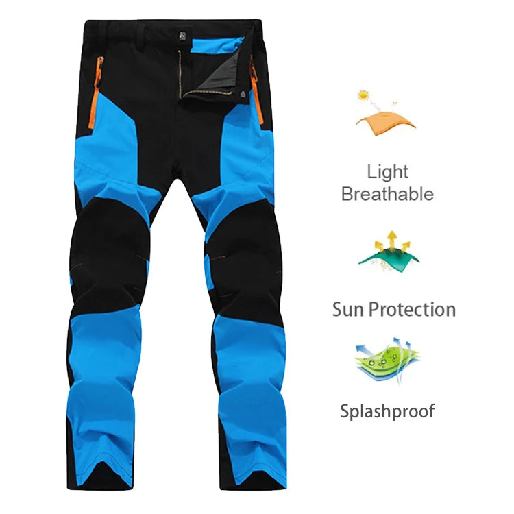 TRVLWEGO Men Summer Hiking Pants Camping Trousers Wear-resistant Water Splash Prevention Quick Dry UV Resistant Elastic Thin