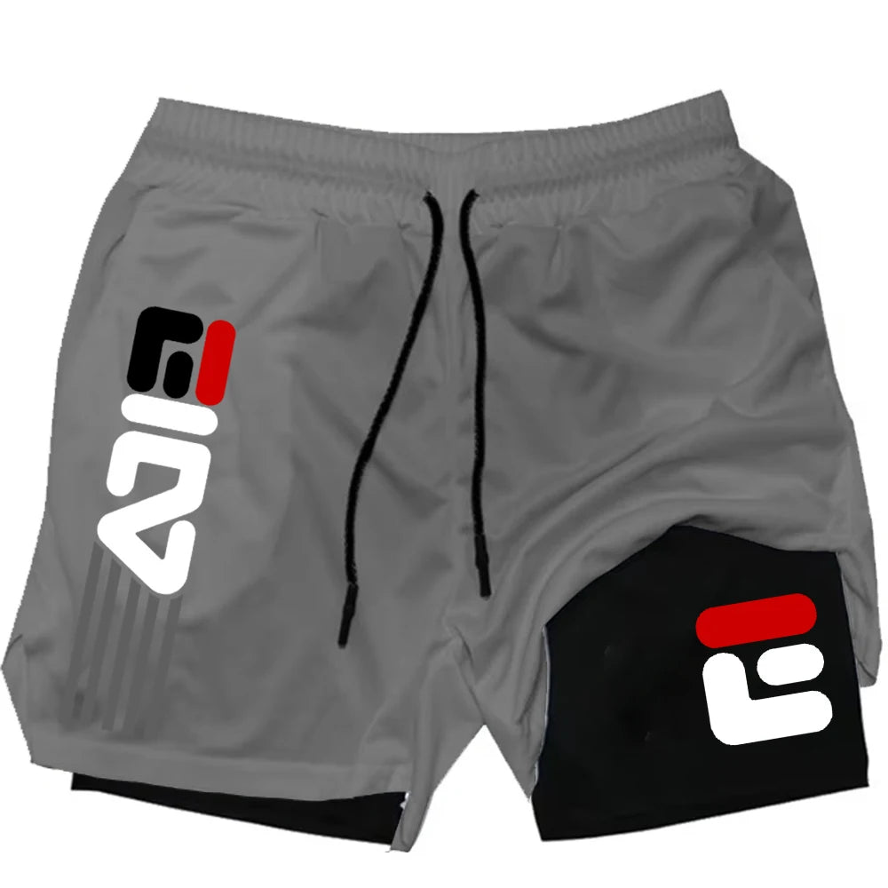 Gym Shorts Men Double-deck Workout Shorts 2 In 1 Quick Dry Workout Training Short Pants Fitness Sport Jogging Pants Running Shor