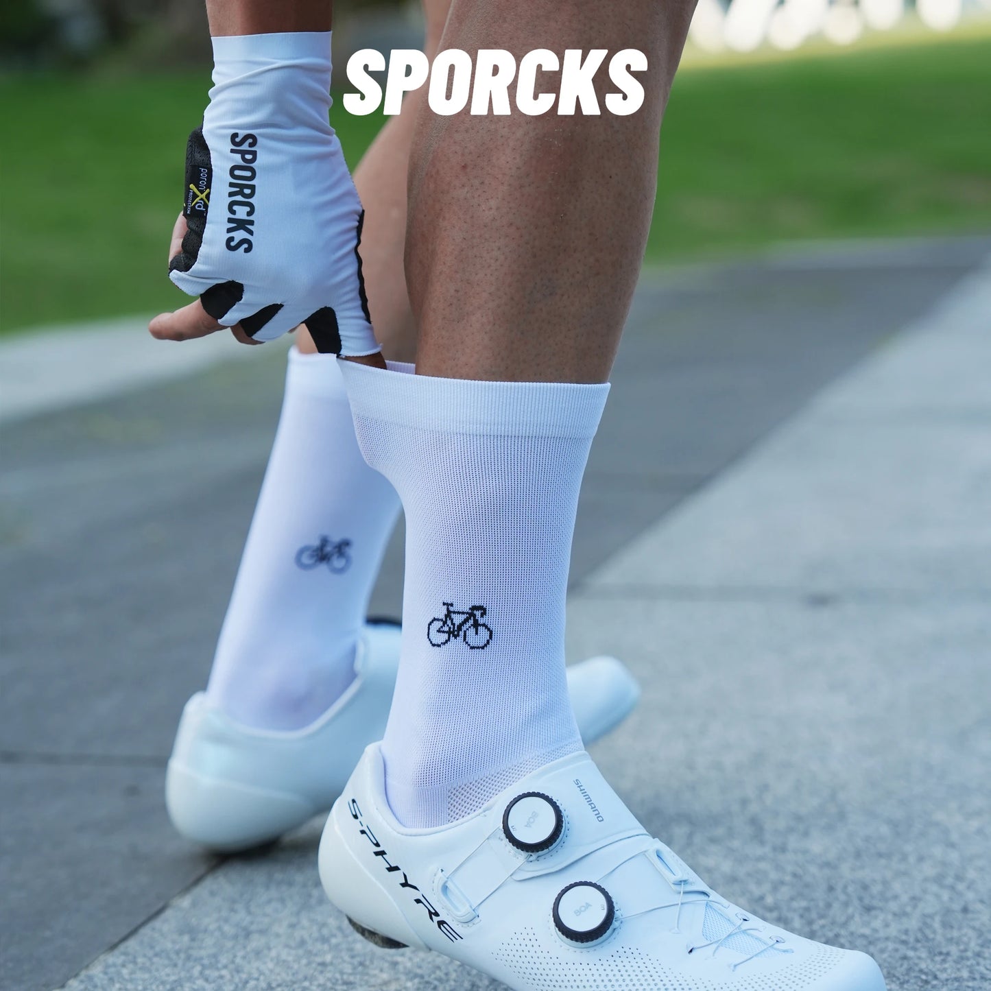 Sporcks Bicycle Pattern Cycling Socks Spring and Summer Men's and Women's Road Cycling Sports Trendy Breathable High-Elastic Wear-Resistant Mid-Calf Socks