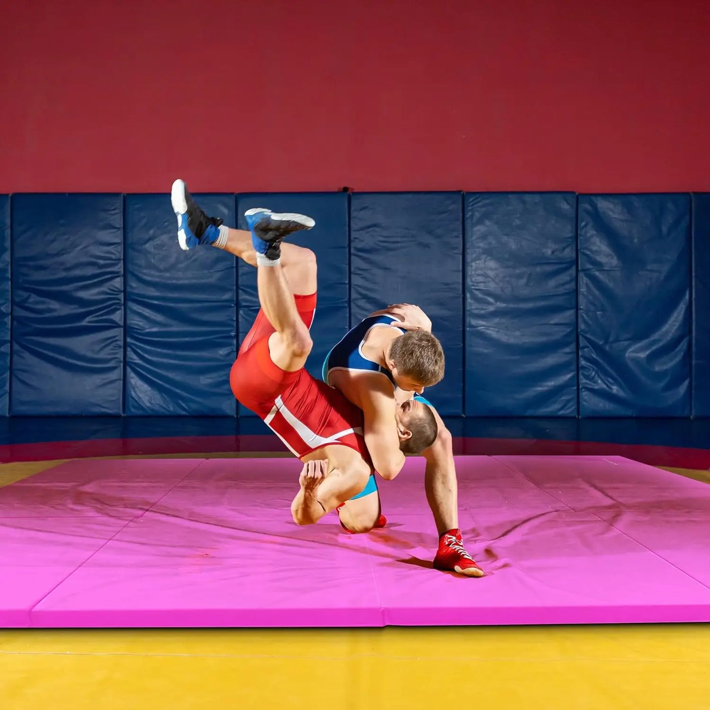 10x4 ft 4-Panel Folding Gymnastics Mat - 2-Inch Thick, Non-Slip Vinyl, Carrying Handles for Yoga, Pilates, Home Workouts