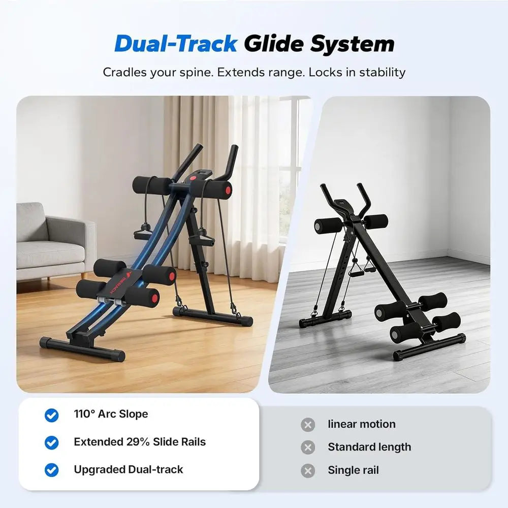 Dual Track Ab hine, Adjustable Ab Trainer hine, Ab Workout Equipment or Home Gym, Ergonomic Arc Track or Better Abs, oldable Wor